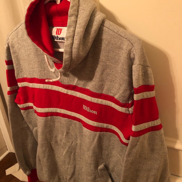 Vintage Wilson Tennis Hoodie Red Ringer Sweatshirt - Picture 6 of 11